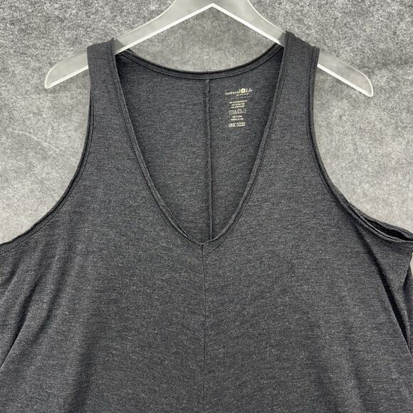 Natural Life Womens Knit V Neck Jumpsuit Size OS Charcoal Boho Hippie Oversized - Picture 7 of 16